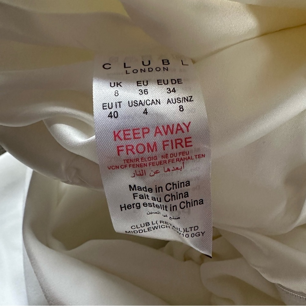 NWT Club L London Bardot Puff Long Sleeve Mini Dress White Size 4 Wedding Bride - Picture 10 of 11